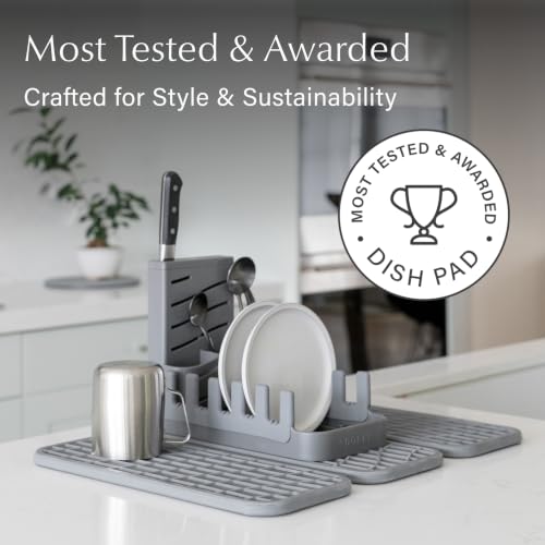 Home Collapsible Dish Drying Rack with Stone Dish Pad