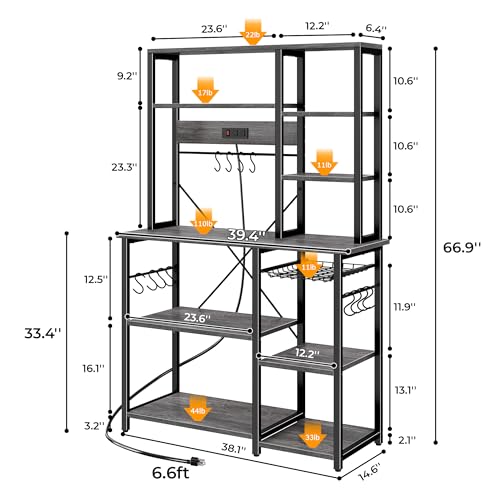 Large Bakers Rack with Power Outlets (22 Count)