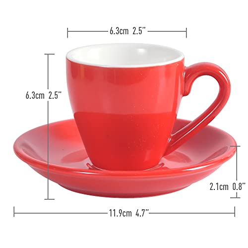 Porcelain Espresso Cup with Saucer And Stainless Steel mini Spoons (7 Count)