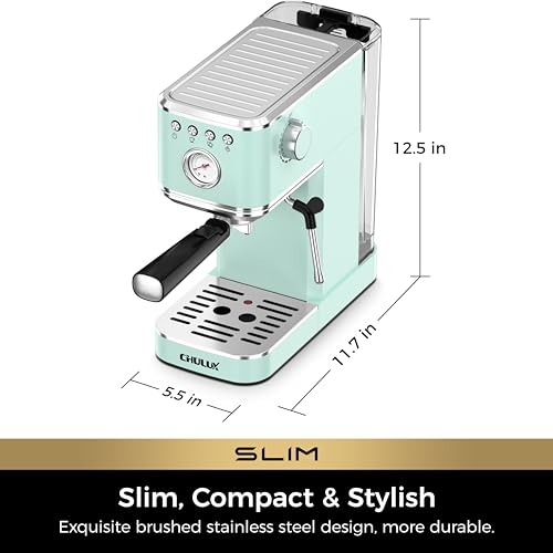 Slim Espresso Machine with Milk Frother for Home Latte