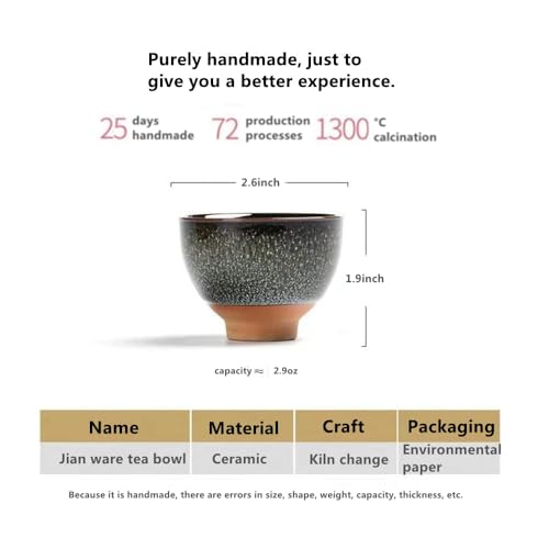 6PCS Handmade Ceramic Tea & Sake Cups (6 Count)