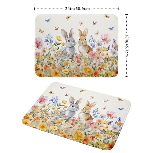 Spring Easter Rabbit Dish Drying Mat for Kitchen Counter