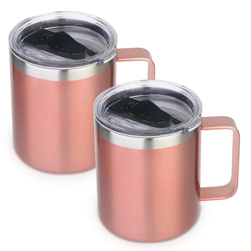 14oz Insulated Stainless Steel Coffee Mug with Lid Bulk 2 Pack (2 Count)