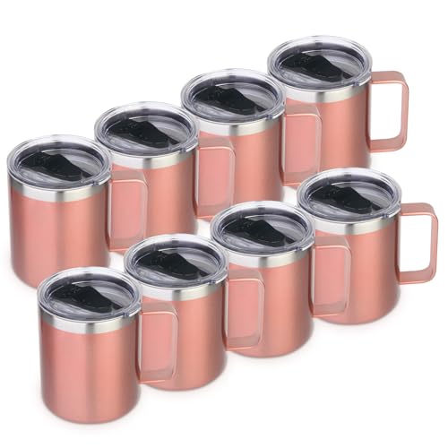 14oz Insulated Stainless Steel Coffee Mug with Lid Bulk 8 Pack (8 Count)