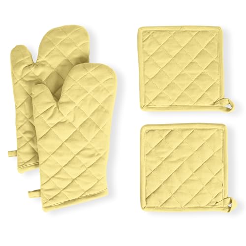 4 Piece Set 2 Oven Mitts & 2 Potholders (4 Count)
