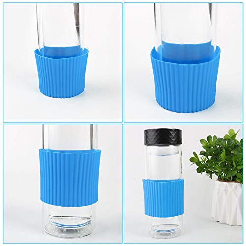Silicone Nonslip Glass Bottle Mug Cup Sleeve Protector Cover Blue