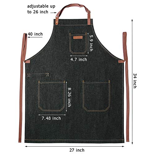 Denim Chef Apron with Pockets