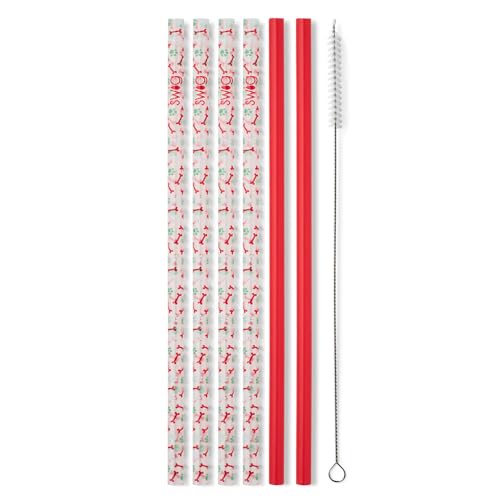 Pack of 6 Reusable Plastic Straws with Cleaning Brush (6 Count)