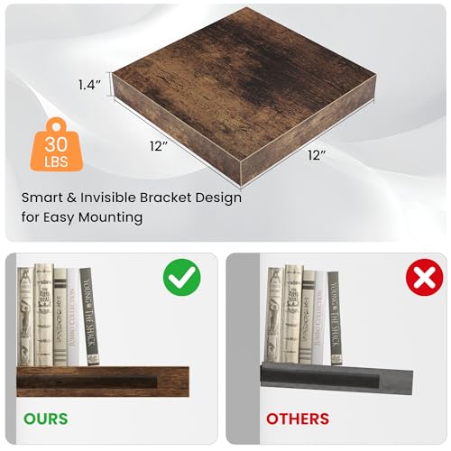 Square Floating Shelves for Wall (3 Count)