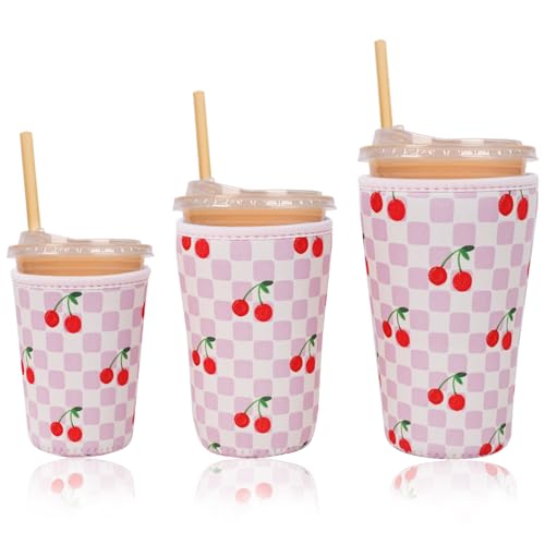 Reusable Insulated Neoprene Iced Coffee Cup Sleeve (3 Count)