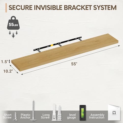 10 Inch Deep Floating Shelves for Wall 55” Set of 2 (2 Count)