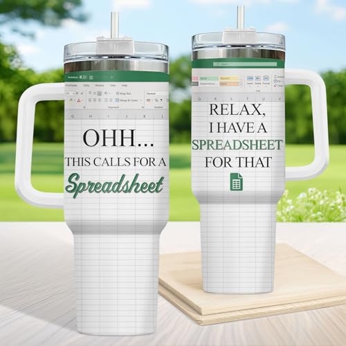 Spreadsheet Funny Office 40 oz Tumbler with Handle