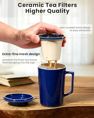 15 OZ Porcelain Tea Infuser Cup with Lid
