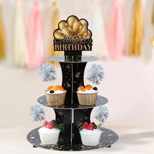 30Pcs Foil Firework Cupcake Toppers Sparkle Tinsel Cupcake Picks Happy Birthday Cake Toppers Drink Stirrers Cocktail Food Fruit Toothpicks for Baby Shower Birthday Party Supplies Silver (30 Count)