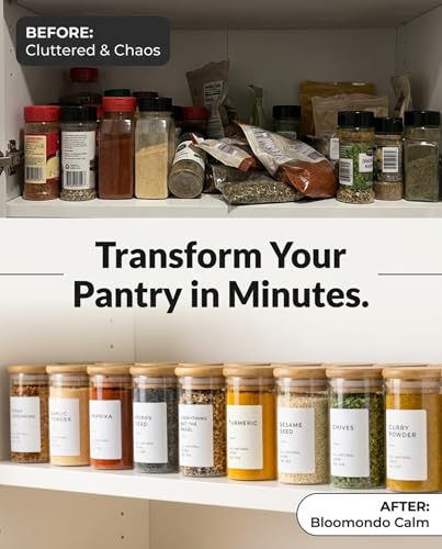 Glass Spice Jars with Label Pack (12 Count)