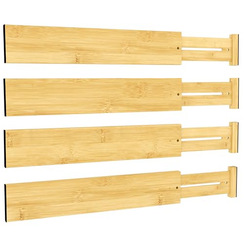 Bamboo Expandable Drawer Dividers (4 Count)