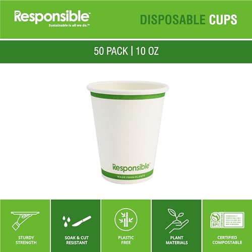 Certified Compostable 10 oz Paper Cups (10 Count)