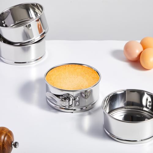 4 Pcs 4 Inch Springform Pan for Baking Mini Cheesecake Pans with Removable Bottom Nonstick Leakproof Round Cake Mold Spring Form Molds for Mini Cheesecake Pizza and Quiches (4 Count)