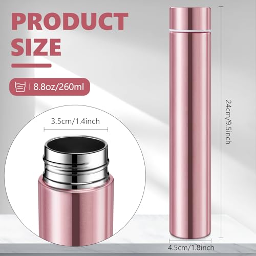1 Pack Rose Gold Slim Stainless Steel Water Bottle 8.8 oz
