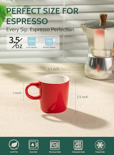 3.5oz Porcelain Espresso Cups Set of 4 (4 Count)