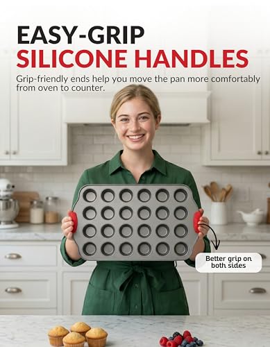 24 Cup Mini Muffin Pan with Silicone Handles (9.6 Ounce)