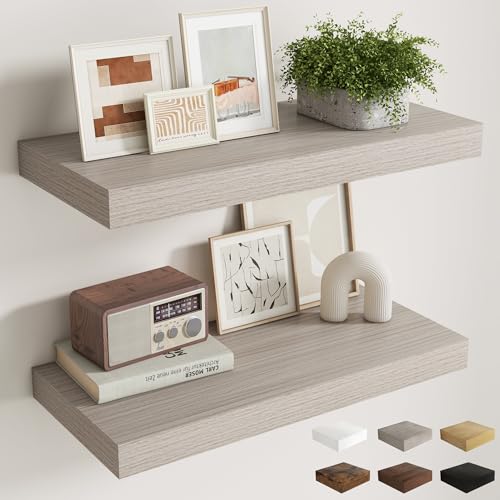 30 Inch Grey Floating Shelves for Wall (2 Count)