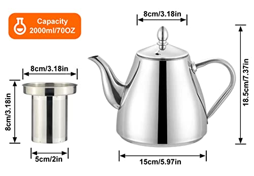 Stainless Steel Teapot with Infuser 2000ml