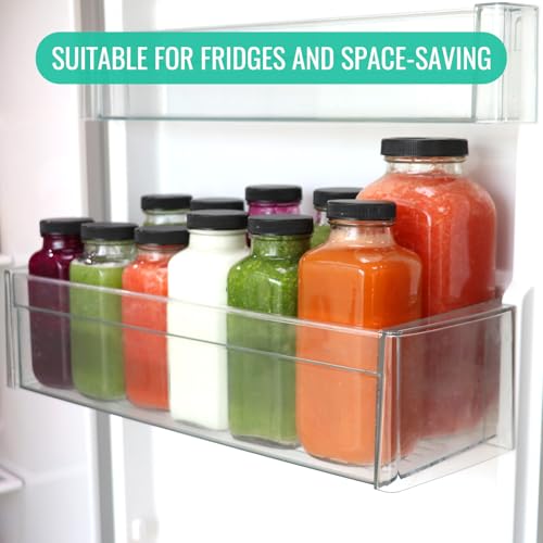 8 oz Glass Juice Bottles with Lids 12 Pack (12 Count)