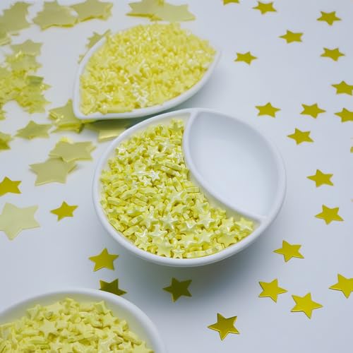 Mixed Size Yellow Stars Sprinkles Edible Stars Cake Decorating Stars Cake Decorations Cupcake Toppers Cookie Decorating Perfect for Cakes (3 Ounce)