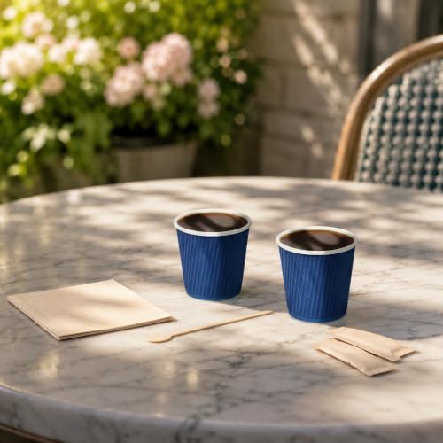 Ripple Wall Coffee Cups 500 Count 4 Ounce Insulated Midnight Blue Paper Cups