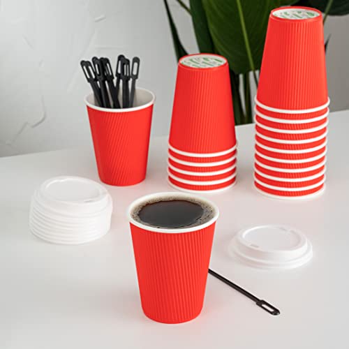 Coffee Cups 500 Pack of 12 oz Ripple Wall Insulated Coffee Cups Non (500 Count)
