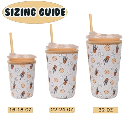 Reusable Insulated Neoprene Iced Coffee Cup Sleeve (3 Count)