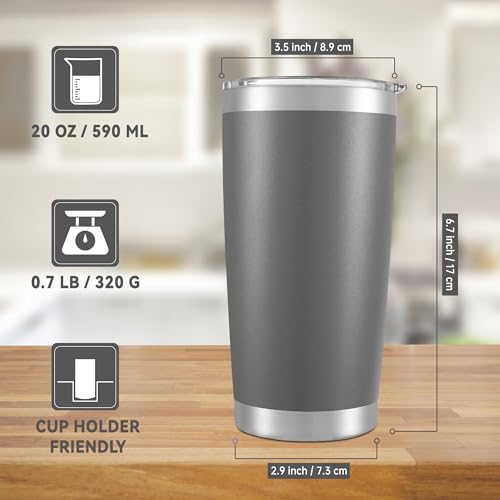 20 oz Tumblers Bulk Stainless Steel Tumbler with Lid (6 Count)