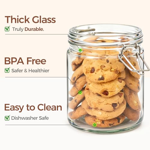 25 oz Glass Jars with Airtight Lids 6 Pack Pantry Coffee Canisters (6 Count)