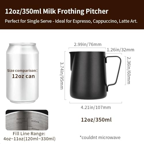 12oz Milk Frothing Pitcher Stainless Steel Espresso Steaming Jug