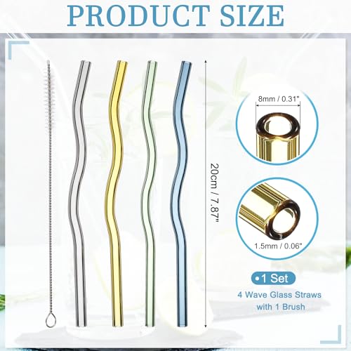 4 Pcs Reusable Glass Drinking Straws (4 Count)