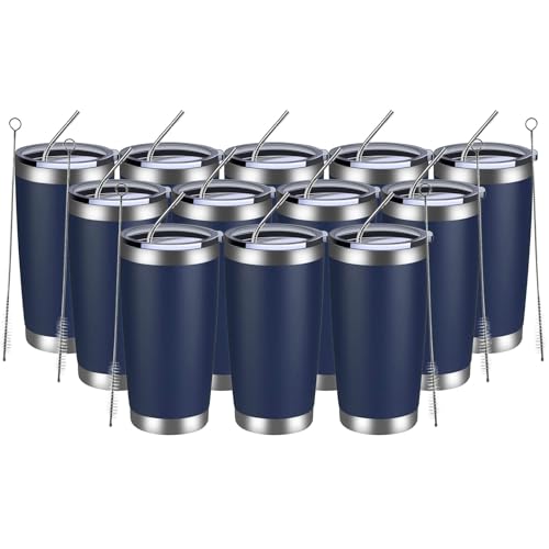 20oz Tumbler 12 Pack Double Wall Vacuum Insulated Travel Mug Bulk (12 Count)