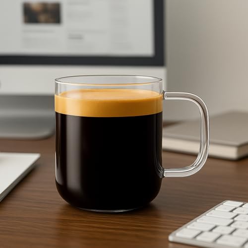 16oz Glass Coffee Mugs Set of 2 (2 Count)
