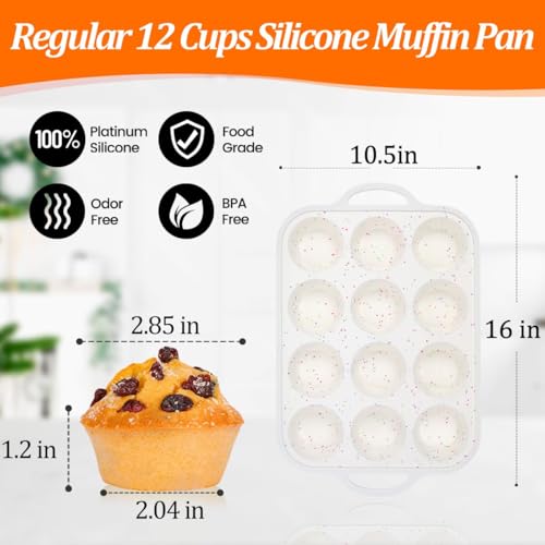 Silicone Muffin Pans for Baking with Metal Framed (2 Count)