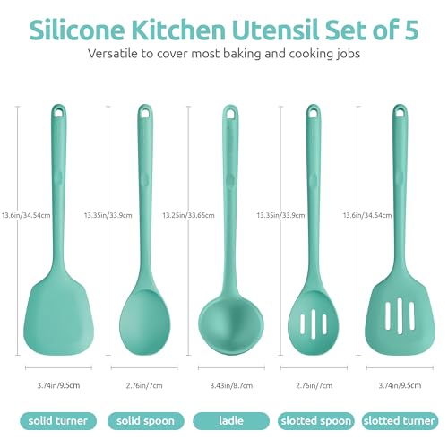 Silicone Kitchen Cooking Utensil Set of 5 (5 Count)