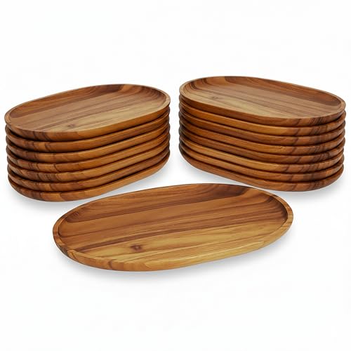Woodard & Charles Acacia Wood Large Oval Serving Tray (16 Count)