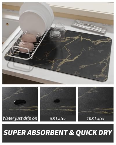 Coffee Mat Hide Stain Rubber Backed Absorbent Dish Drying Mat for Kitchen Counter