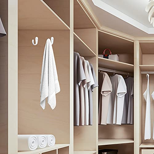 15PCS Coat Hooks Wall Mounted White Single Prong Robe Hook (15 Count)
