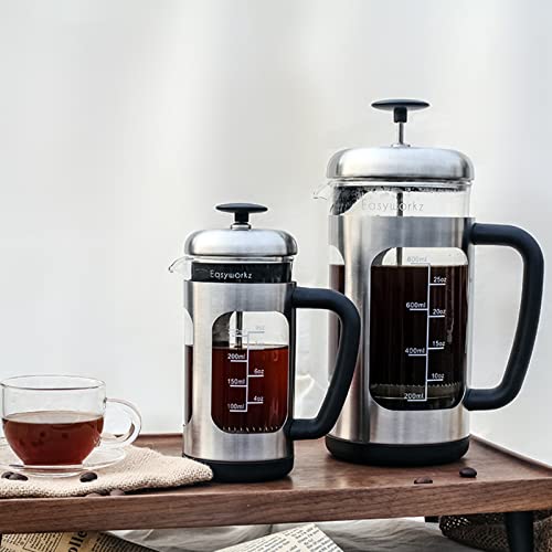 Stainless Steel French Press 12 oz Coffee Tea Maker with Soft Grip Handle