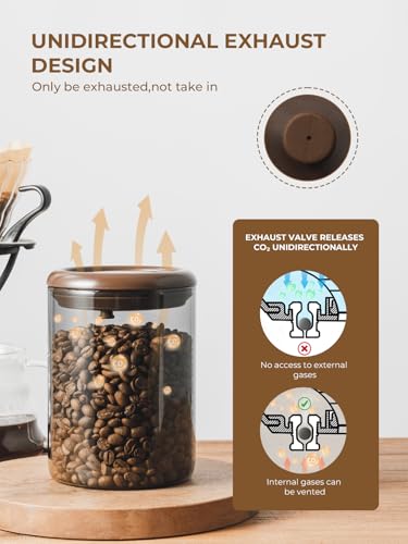 Airtight Coffee Canister with Pop Lid and CO₂ Valve for Beans & Grounds