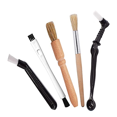 5 Pieces Coffee Brush Set Professional Espresso Brush Kit Include Wooden Coffee Grinder Machine Cleaning Brush and Nylon Espresso Brush for Coffee Machine Group Head