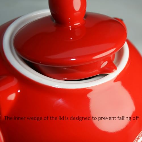 Chinese Teapot 28oz Porcelain Tea Pot Red