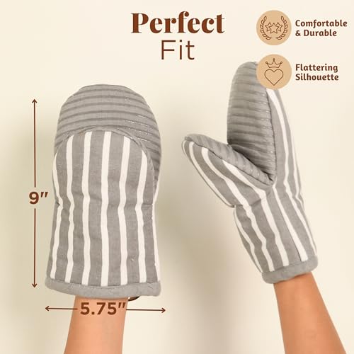 Oven Mitts Striped Gray (2 Count)
