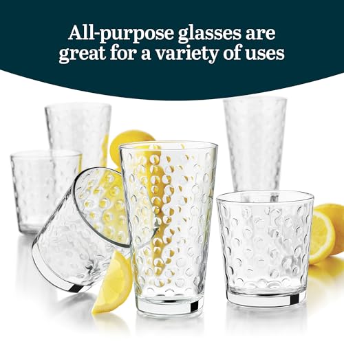 Awa Polka Dot Tumbler & Rocks Drinking Glasses Set of 16 (16 Count)