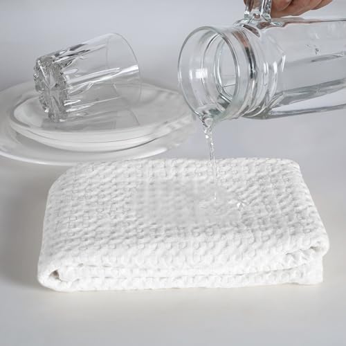 4 Pack Premium Waffle Kitchen Towels with Hanging Loop 16x26 inches